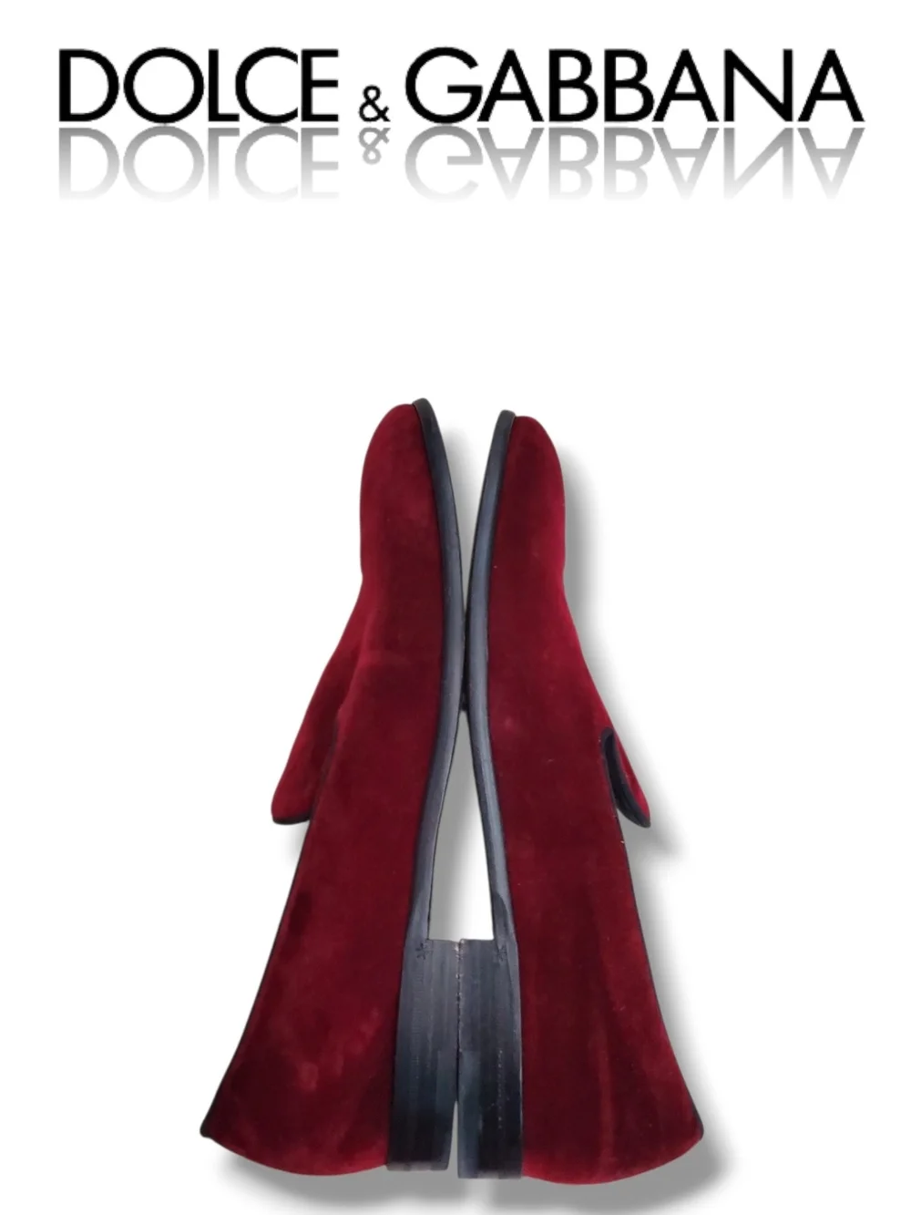 Dolce & Gabbana Men’s Burgundy Velvet Smoking Slip-On Loafers Size 8 UK 9 US